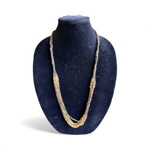 NWT Coldwater Creek Antique Gold Tone Layered Bead & Metal Necklace